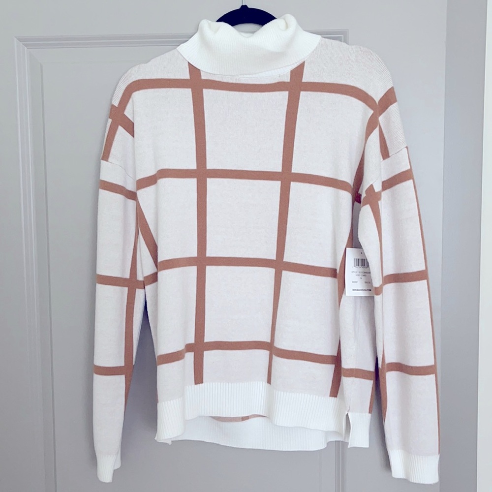Brand New, 89th and Madison, camel/cream sweater.